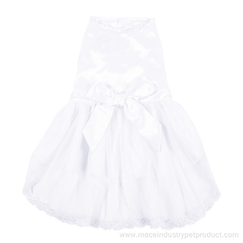 Stylish white stain fabric knitted Princess pet skirt